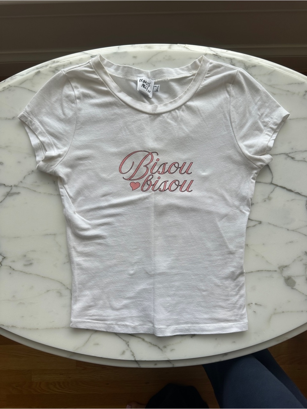 Princess Polly White 'Bisou Bisou' Short Sleeve Baby Tee